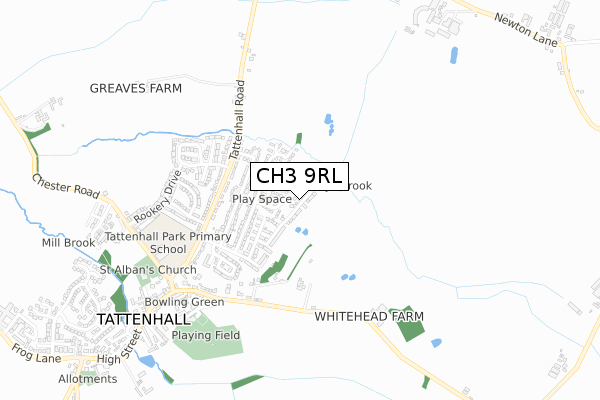 CH3 9RL map - small scale - OS Open Zoomstack (Ordnance Survey)