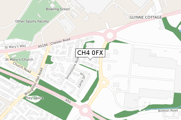 CH4 0FX map - large scale - OS Open Zoomstack (Ordnance Survey)