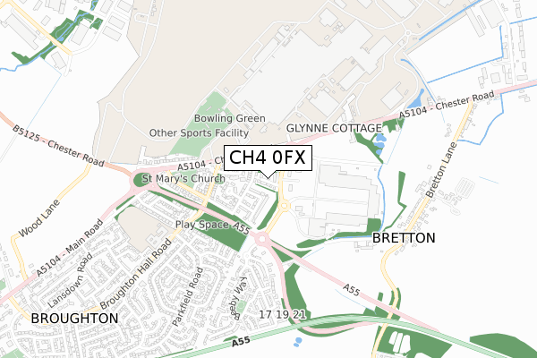 CH4 0FX map - small scale - OS Open Zoomstack (Ordnance Survey)