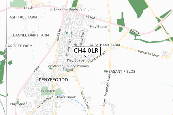 CH4 0LR map - small scale - OS Open Zoomstack (Ordnance Survey)