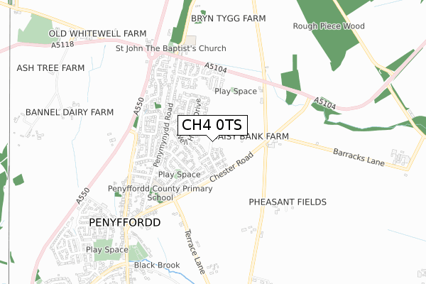 CH4 0TS map - small scale - OS Open Zoomstack (Ordnance Survey)