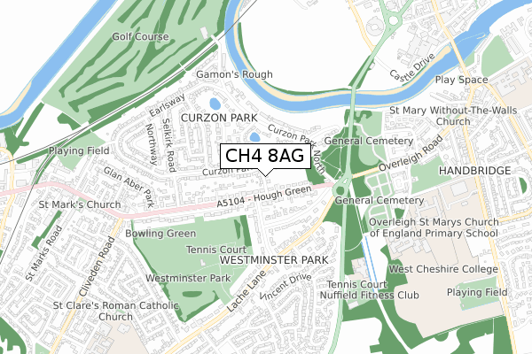 CH4 8AG map - small scale - OS Open Zoomstack (Ordnance Survey)