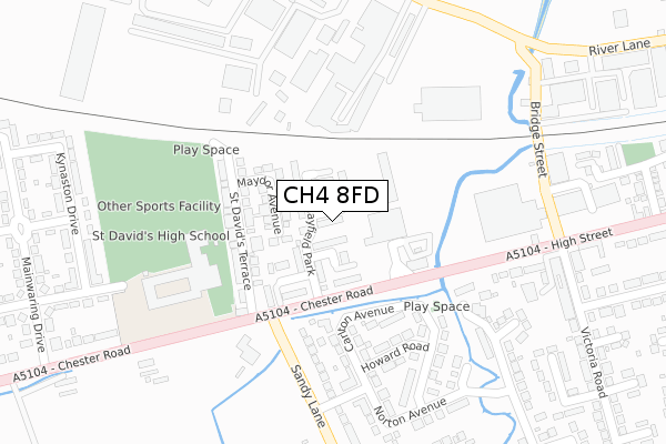 CH4 8FD map - large scale - OS Open Zoomstack (Ordnance Survey)