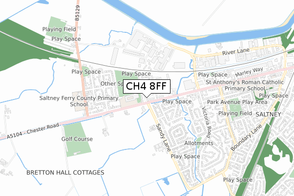 CH4 8FF map - small scale - OS Open Zoomstack (Ordnance Survey)