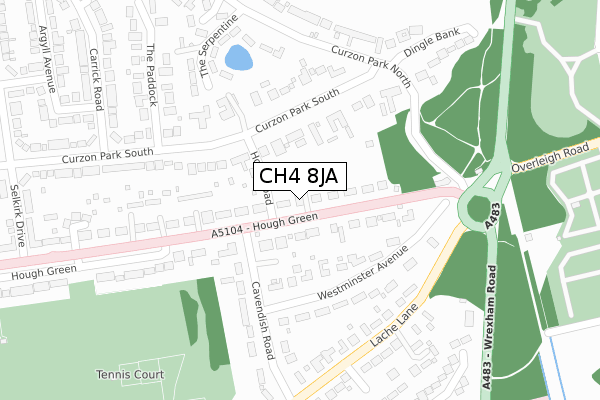 CH4 8JA map - large scale - OS Open Zoomstack (Ordnance Survey)