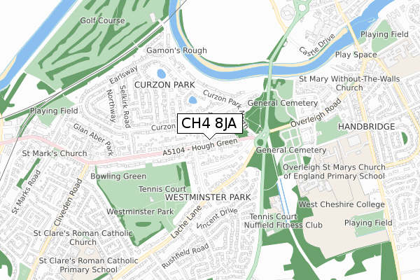 CH4 8JA map - small scale - OS Open Zoomstack (Ordnance Survey)