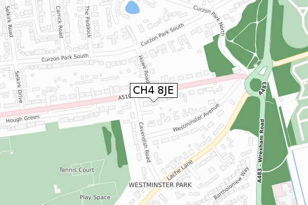 CH4 8JE map - large scale - OS Open Zoomstack (Ordnance Survey)