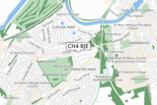 CH4 8JE map - small scale - OS Open Zoomstack (Ordnance Survey)