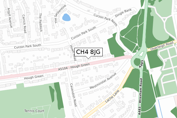 CH4 8JG map - large scale - OS Open Zoomstack (Ordnance Survey)