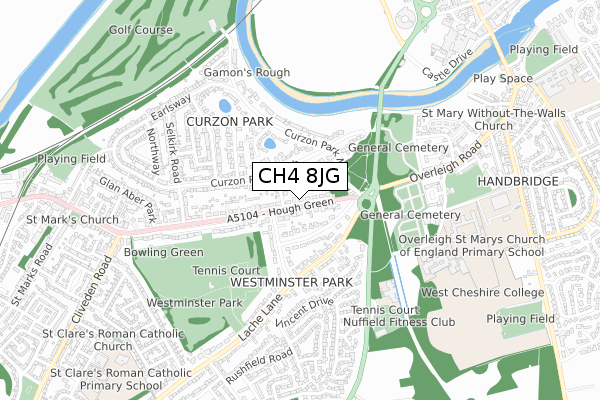 CH4 8JG map - small scale - OS Open Zoomstack (Ordnance Survey)