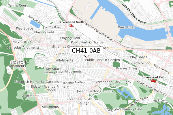 CH41 0AB map - small scale - OS Open Zoomstack (Ordnance Survey)