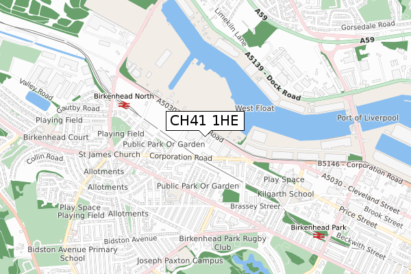 CH41 1HE map - small scale - OS Open Zoomstack (Ordnance Survey)