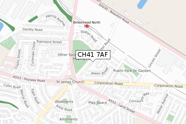 CH41 7AF map - large scale - OS Open Zoomstack (Ordnance Survey)