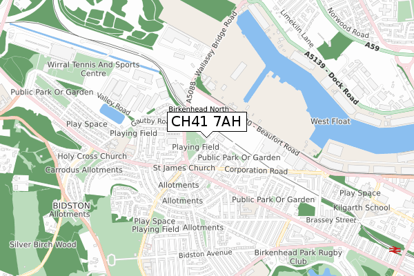 CH41 7AH map - small scale - OS Open Zoomstack (Ordnance Survey)