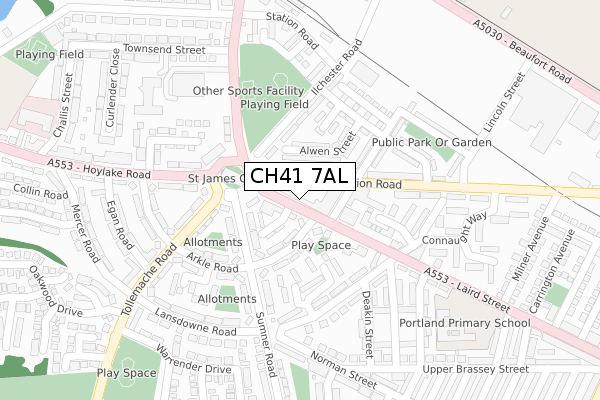 CH41 7AL map - large scale - OS Open Zoomstack (Ordnance Survey)