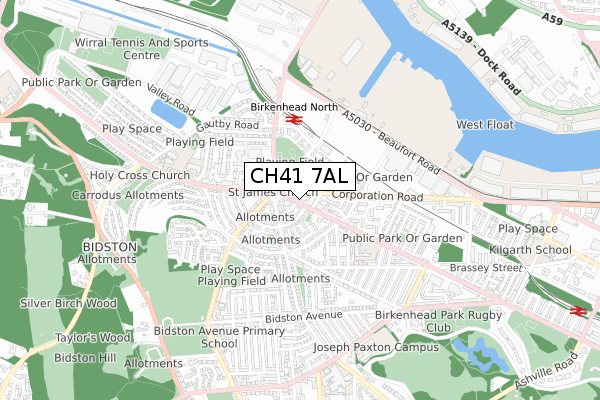 CH41 7AL map - small scale - OS Open Zoomstack (Ordnance Survey)