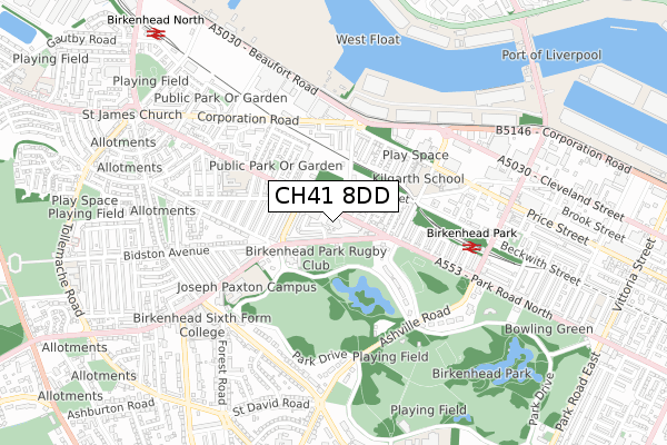 CH41 8DD map - small scale - OS Open Zoomstack (Ordnance Survey)