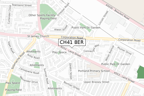 CH41 8ER map - large scale - OS Open Zoomstack (Ordnance Survey)