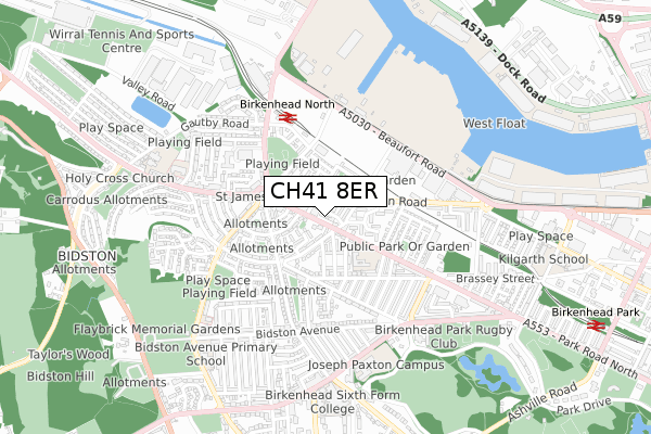 CH41 8ER map - small scale - OS Open Zoomstack (Ordnance Survey)