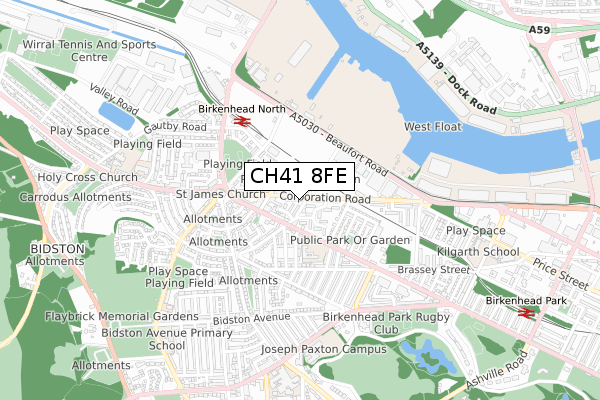 CH41 8FE map - small scale - OS Open Zoomstack (Ordnance Survey)