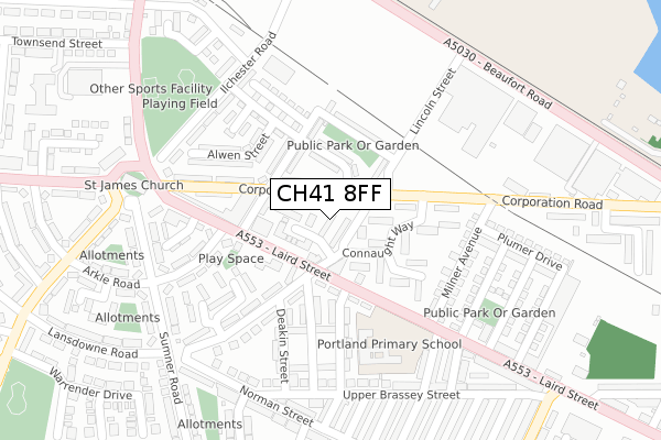 CH41 8FF map - large scale - OS Open Zoomstack (Ordnance Survey)