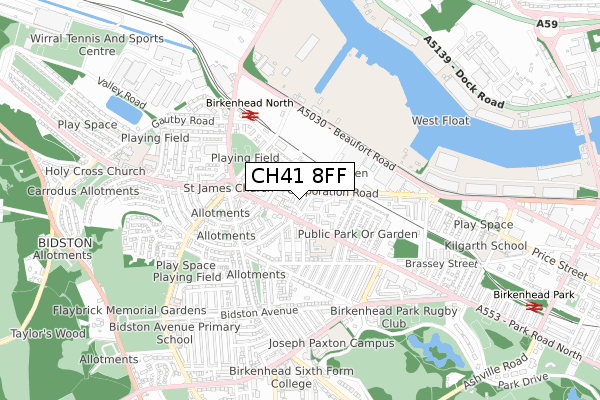 CH41 8FF map - small scale - OS Open Zoomstack (Ordnance Survey)