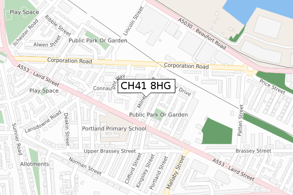 CH41 8HG map - large scale - OS Open Zoomstack (Ordnance Survey)