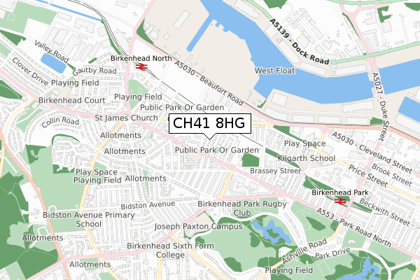 CH41 8HG map - small scale - OS Open Zoomstack (Ordnance Survey)