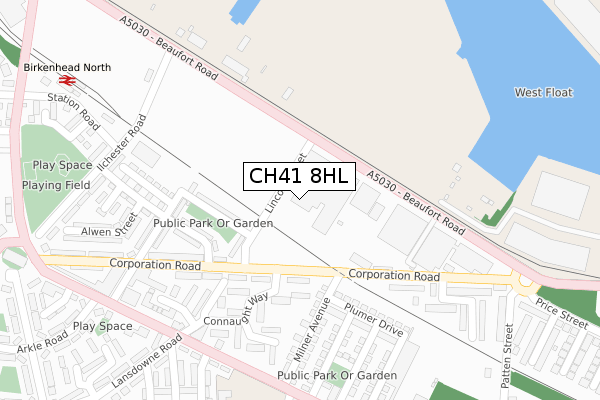 CH41 8HL map - large scale - OS Open Zoomstack (Ordnance Survey)