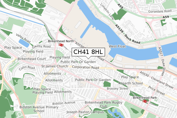 CH41 8HL map - small scale - OS Open Zoomstack (Ordnance Survey)