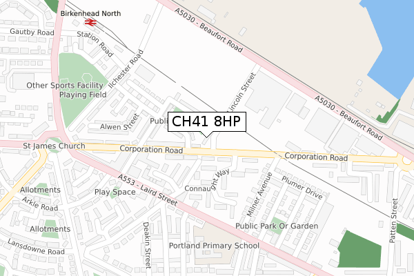 CH41 8HP map - large scale - OS Open Zoomstack (Ordnance Survey)