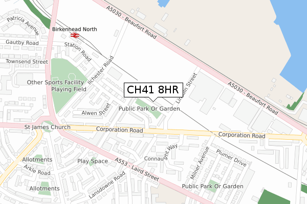 CH41 8HR map - large scale - OS Open Zoomstack (Ordnance Survey)