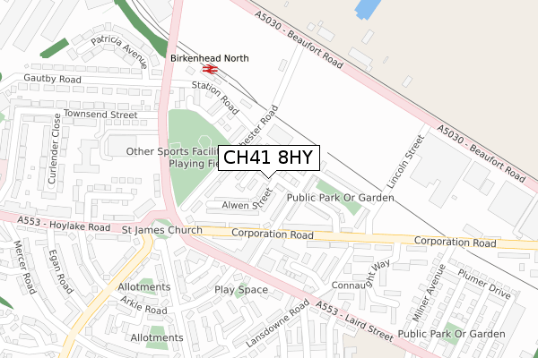 CH41 8HY map - large scale - OS Open Zoomstack (Ordnance Survey)