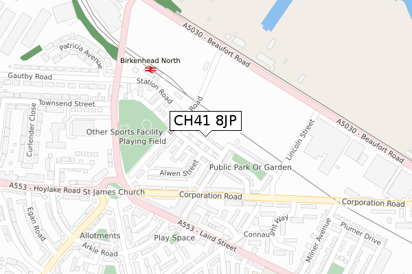 CH41 8JP map - large scale - OS Open Zoomstack (Ordnance Survey)