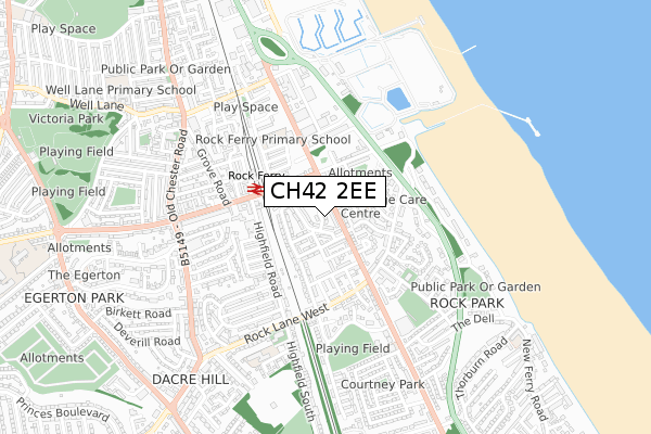 CH42 2EE map - small scale - OS Open Zoomstack (Ordnance Survey)