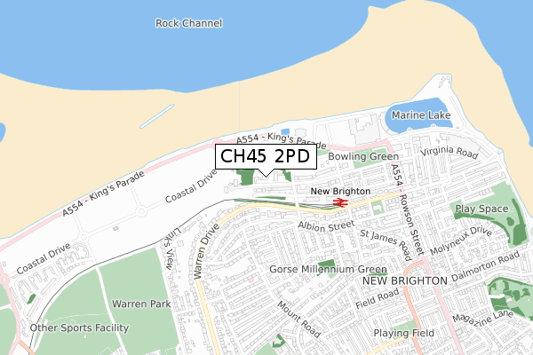 CH45 2PD map - small scale - OS Open Zoomstack (Ordnance Survey)