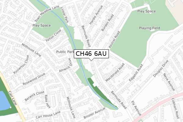 CH46 6AU map - large scale - OS Open Zoomstack (Ordnance Survey)