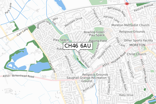 CH46 6AU map - small scale - OS Open Zoomstack (Ordnance Survey)