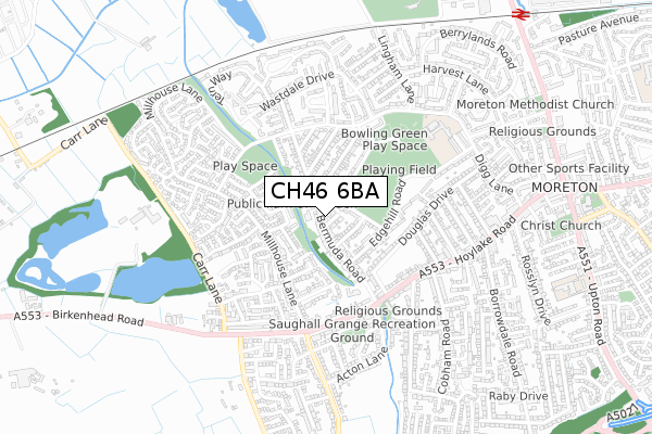 CH46 6BA map - small scale - OS Open Zoomstack (Ordnance Survey)