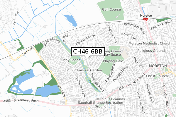 CH46 6BB map - small scale - OS Open Zoomstack (Ordnance Survey)