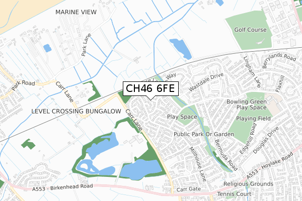 CH46 6FE map - small scale - OS Open Zoomstack (Ordnance Survey)