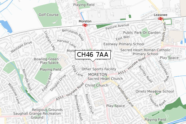 CH46 7AA map - small scale - OS Open Zoomstack (Ordnance Survey)