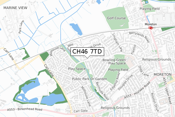 CH46 7TD map - small scale - OS Open Zoomstack (Ordnance Survey)