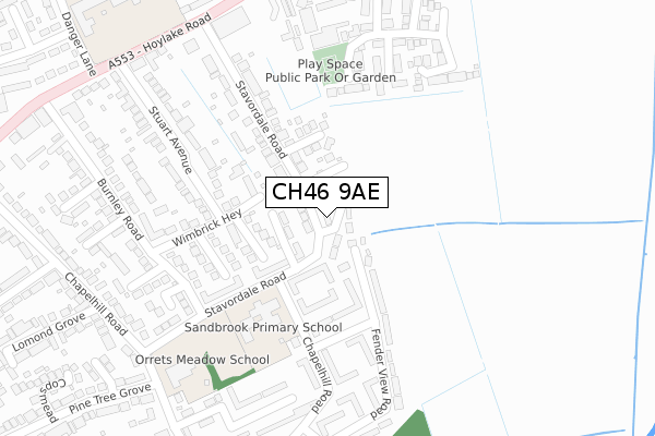 CH46 9AE map - large scale - OS Open Zoomstack (Ordnance Survey)