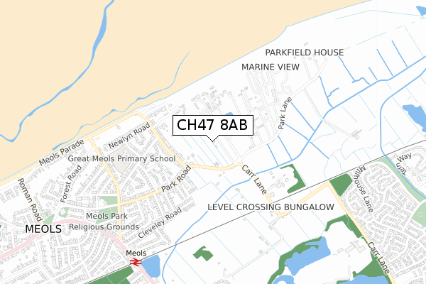 CH47 8AB map - small scale - OS Open Zoomstack (Ordnance Survey)