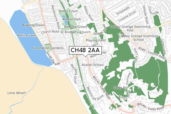 CH48 2AA map - small scale - OS Open Zoomstack (Ordnance Survey)