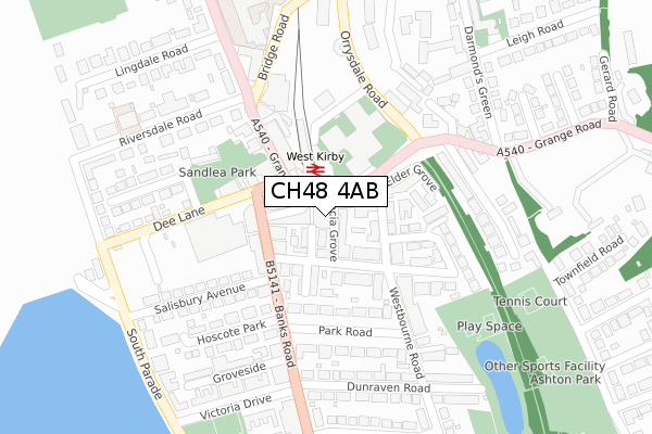 CH48 4AB map - large scale - OS Open Zoomstack (Ordnance Survey)