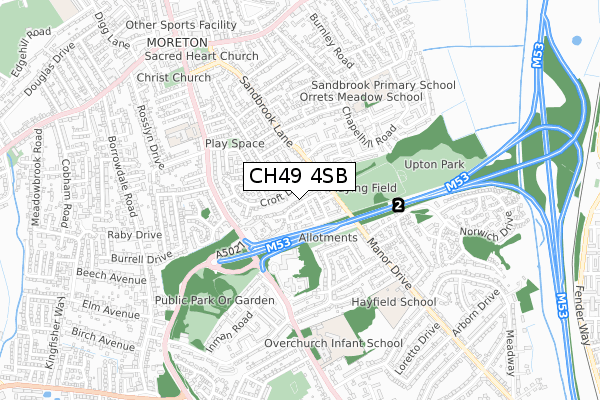 CH49 4SB map - small scale - OS Open Zoomstack (Ordnance Survey)