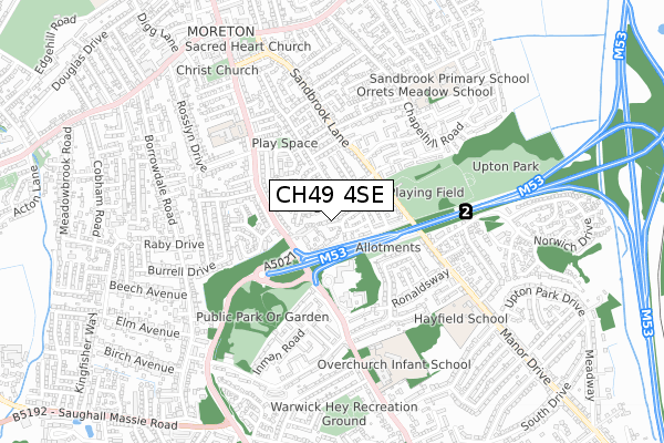 CH49 4SE map - small scale - OS Open Zoomstack (Ordnance Survey)