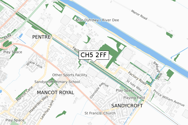 CH5 2FF map - small scale - OS Open Zoomstack (Ordnance Survey)